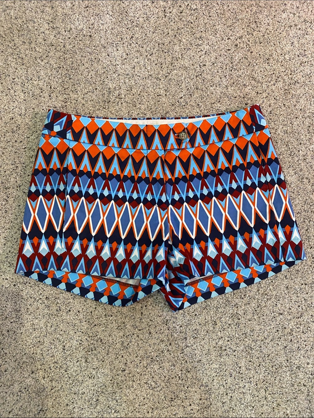 J Crew Geo-Print Women’s Jean Shorts in Orange & Blue